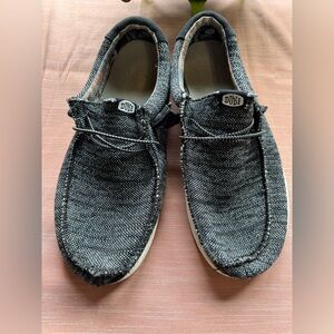 Hey Dude Men’s Black Charcoal Woven Slip-On Loafers